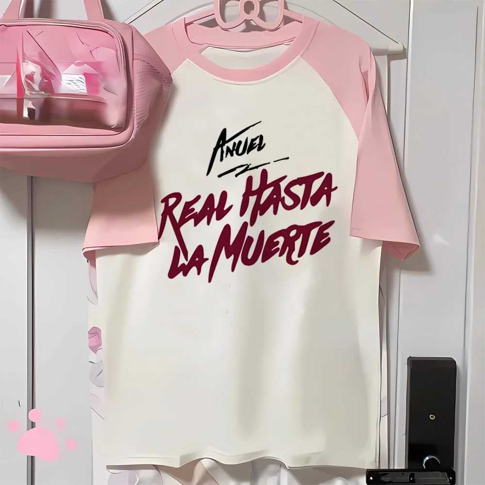 Anuel Aa t-shirt female 2000s harajuku Classic Punk korean clothes Digital Comfortable Vintage Colorful