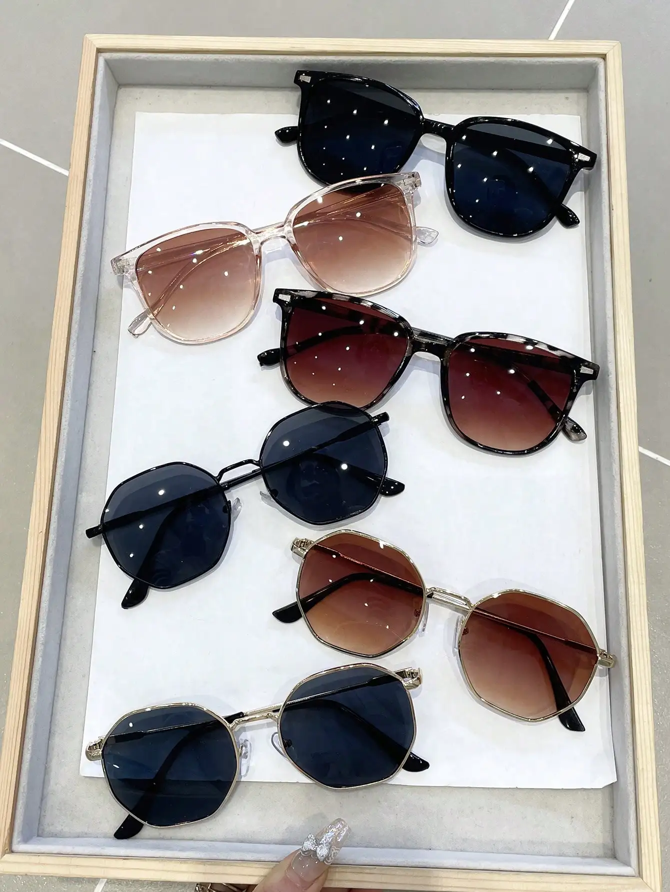 Винтажные Солнцезащитные Очки Унисекс С Геометрическим Рисунком Набор Из 6