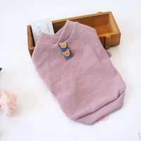 pet bottoming dog clothes pure cotton spring autumn pet homewear shirts stand collar high elastic pit stripe cat clothing