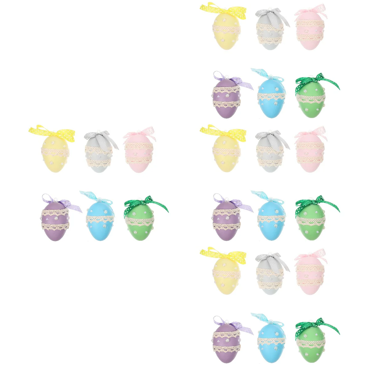 

24 pcs Decorative DIY Ribbon Festival Home Decors Colored Eggs Creative Eggs Eggs Party Pendants
