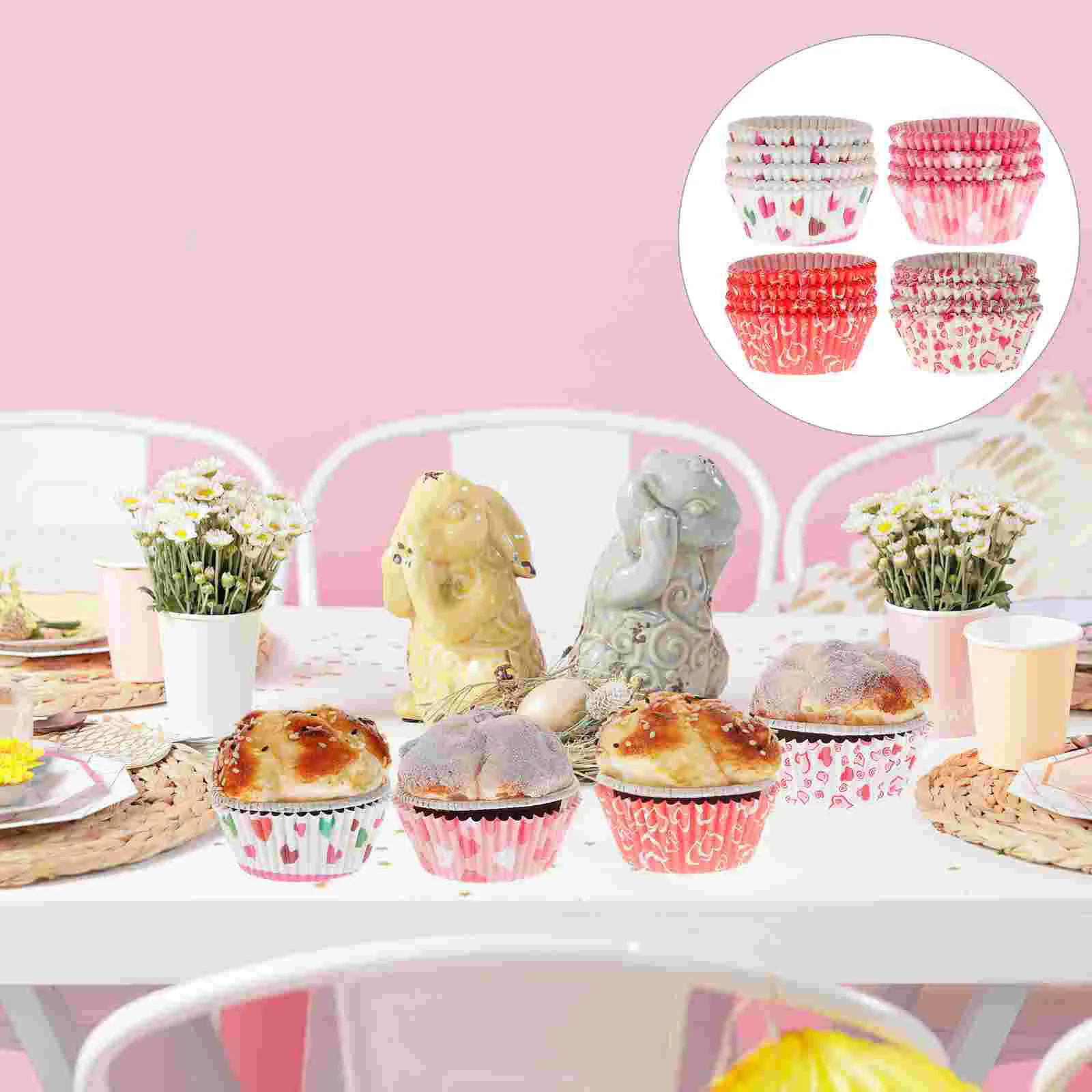 

400Pcs Paper Candy Cups Cupcake Liner Heart Baking Supplies for Wedding Valentine Bridal Shower