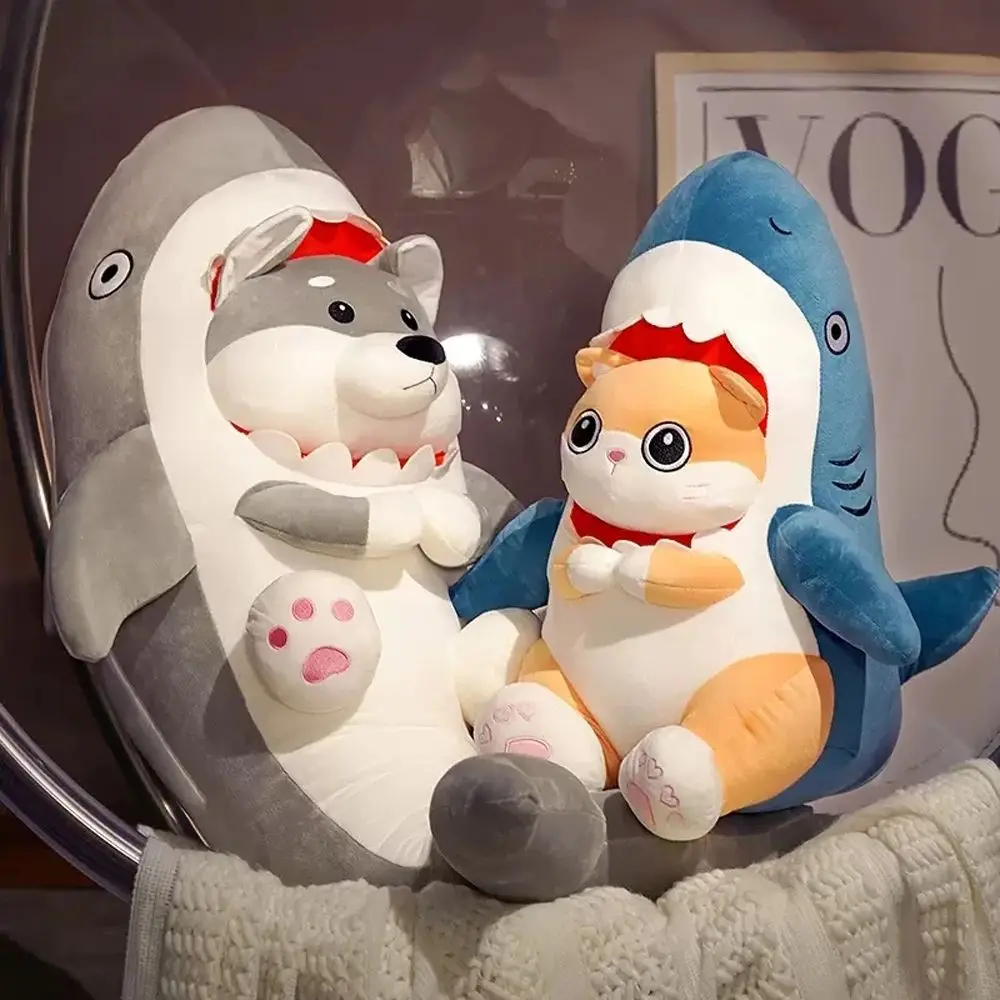 Подушка Кошки Собака превращается в акулу Акула Кукла Мягкая подушка Кошка