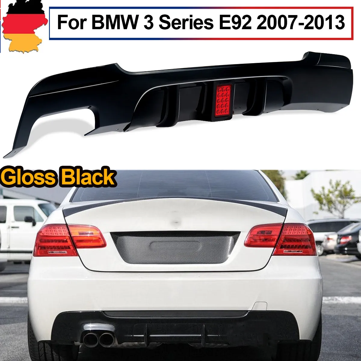 

MagicKit Black Rear Bumper Diffuser Lip W/ Light For BMW 3 Series E92/ E93 M-Sport M tech