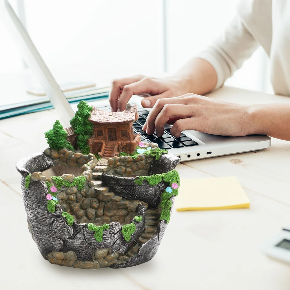 

Antique Resin Desktop Flowerpot Home Office Succulent Plants Potted Plants Holder Desktop Ornaments Garden Decoration