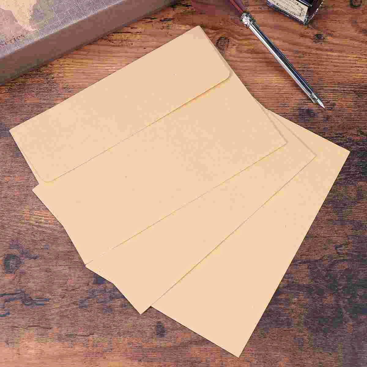 

Non-printed Plain Color Yellow Kraft Paper Blank Retro Envelope for Postcard Invitations Card