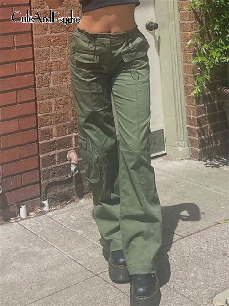 

Cuteandpsyретро Harajuku прямые брюки Cargos, уличная одежда, милые хлопковые джинсы Fairycore Harajuku 2000s, модные женские Капри