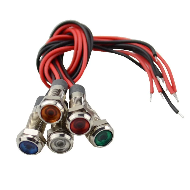 

Водонепроницаемая сигнальная лампа с проводом, 1 шт., 6 мм, 6 в, 12 В, 24 В, 220 В