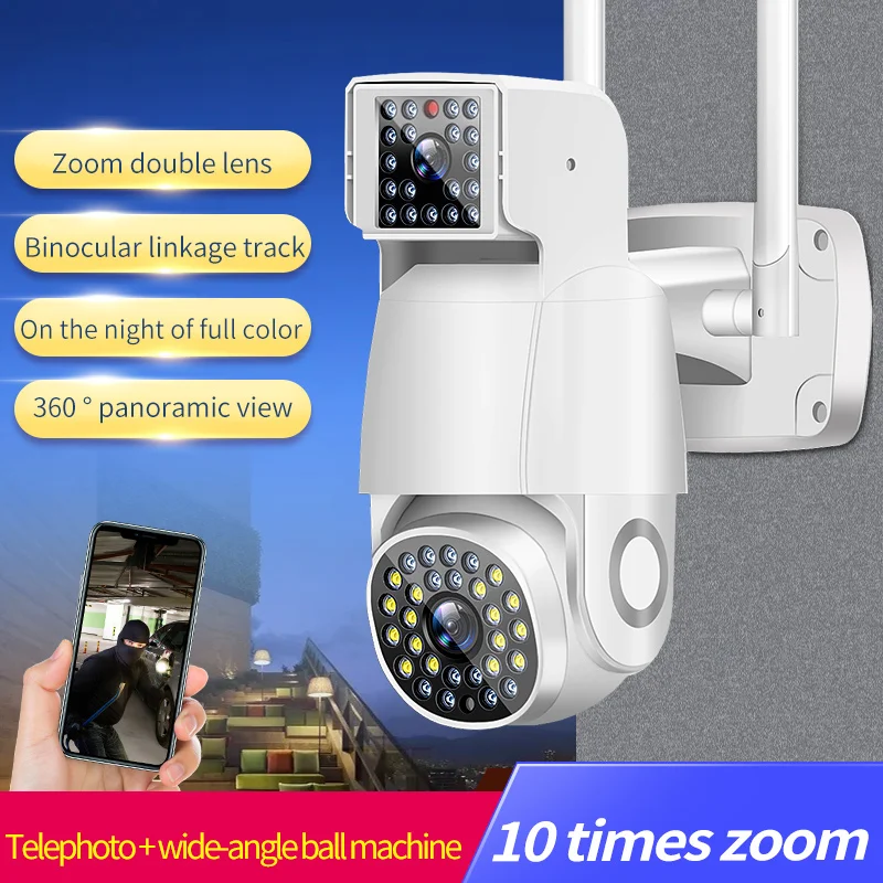 

Surveillance Camera Two Way Voice Intercom Hd 1080p Ptz Ip Camera Cctv Camera 2mp Auto Tracking Motion Detection Dual Lens