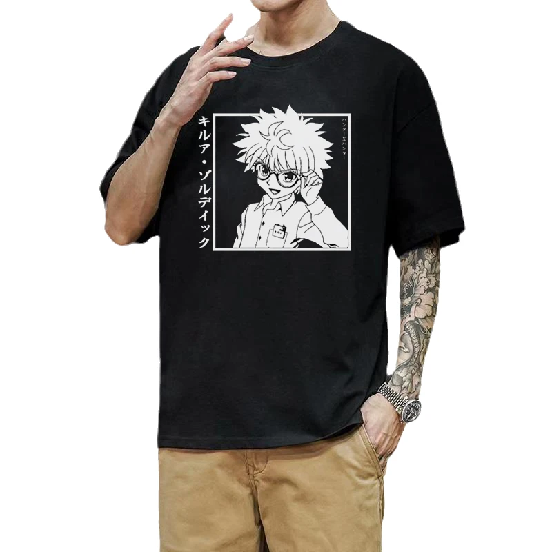 Футболка Hunter X с рисунком аниме Killua Zoldyck Kawaii манга Летняя Повседневная дышащая
