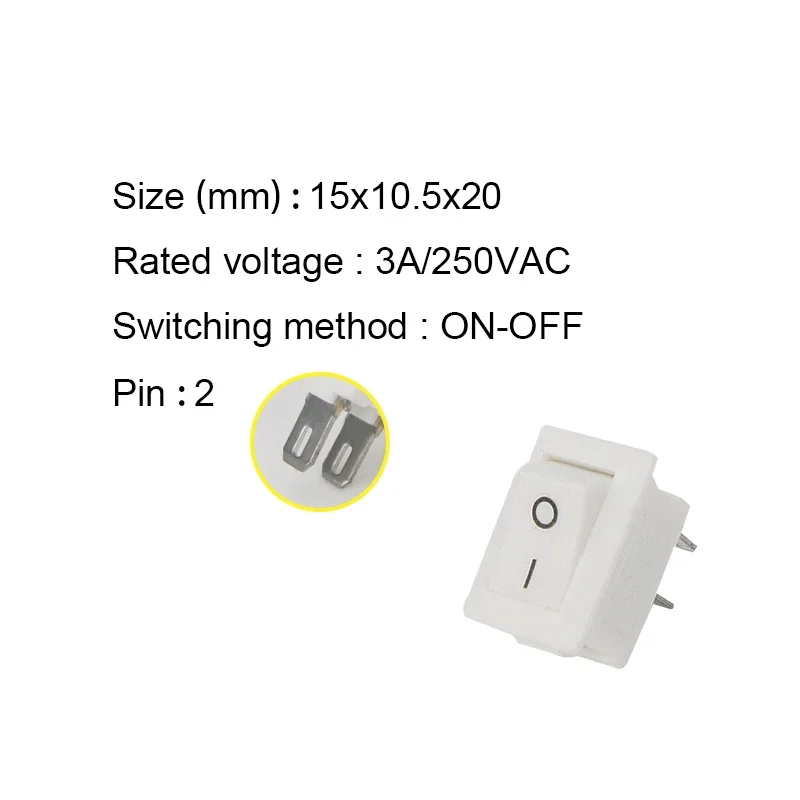 10 шт./лот KCD11 2-контактный мини-кнопочный переключатель 10x15 мм SPST 3A 250 В переменного