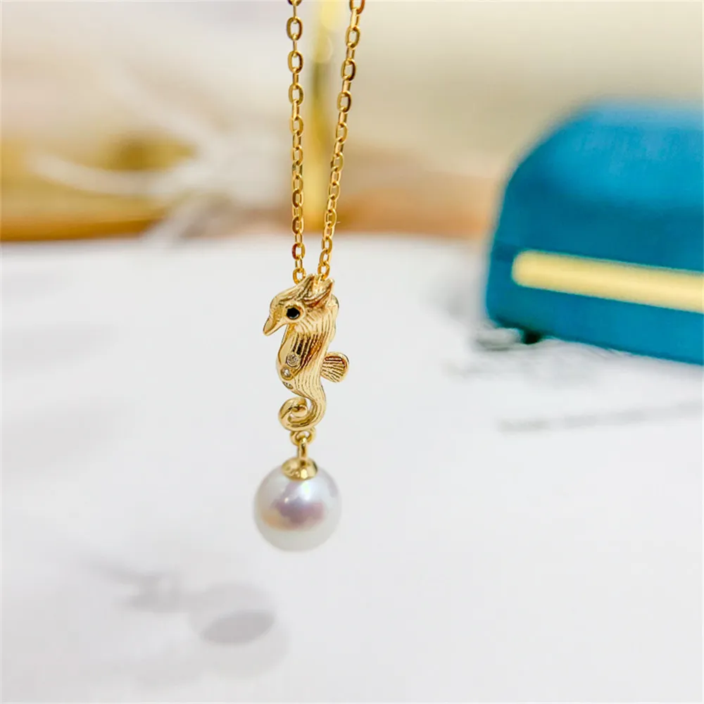 

DIY Pearl Accessories S925 Sterling Silver Pendant with Empty Holder Small Haima Jade Necklace Pendant with 7-9mm Oval