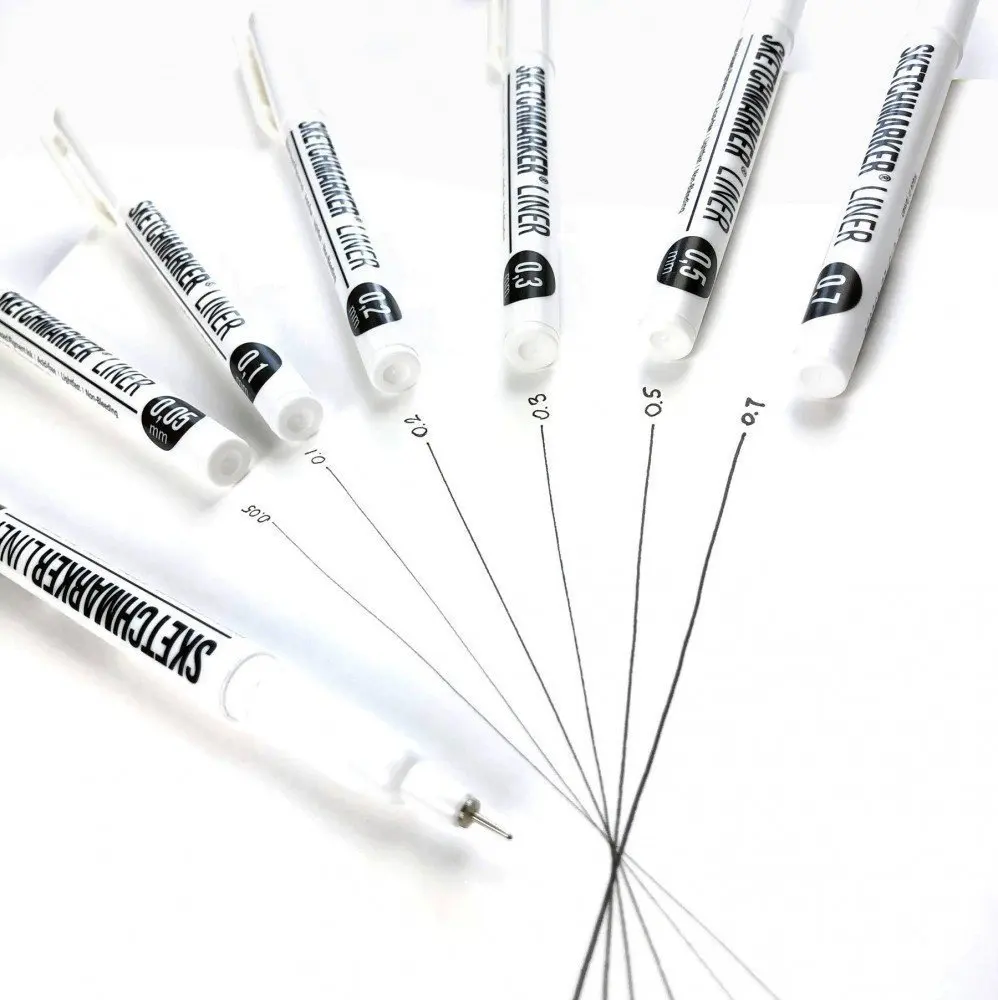 Набор ручек капиллярных (линеров) Sketchmarker 6шт (0.05 0.1 0.2 0.3 0.5 0.7мм)