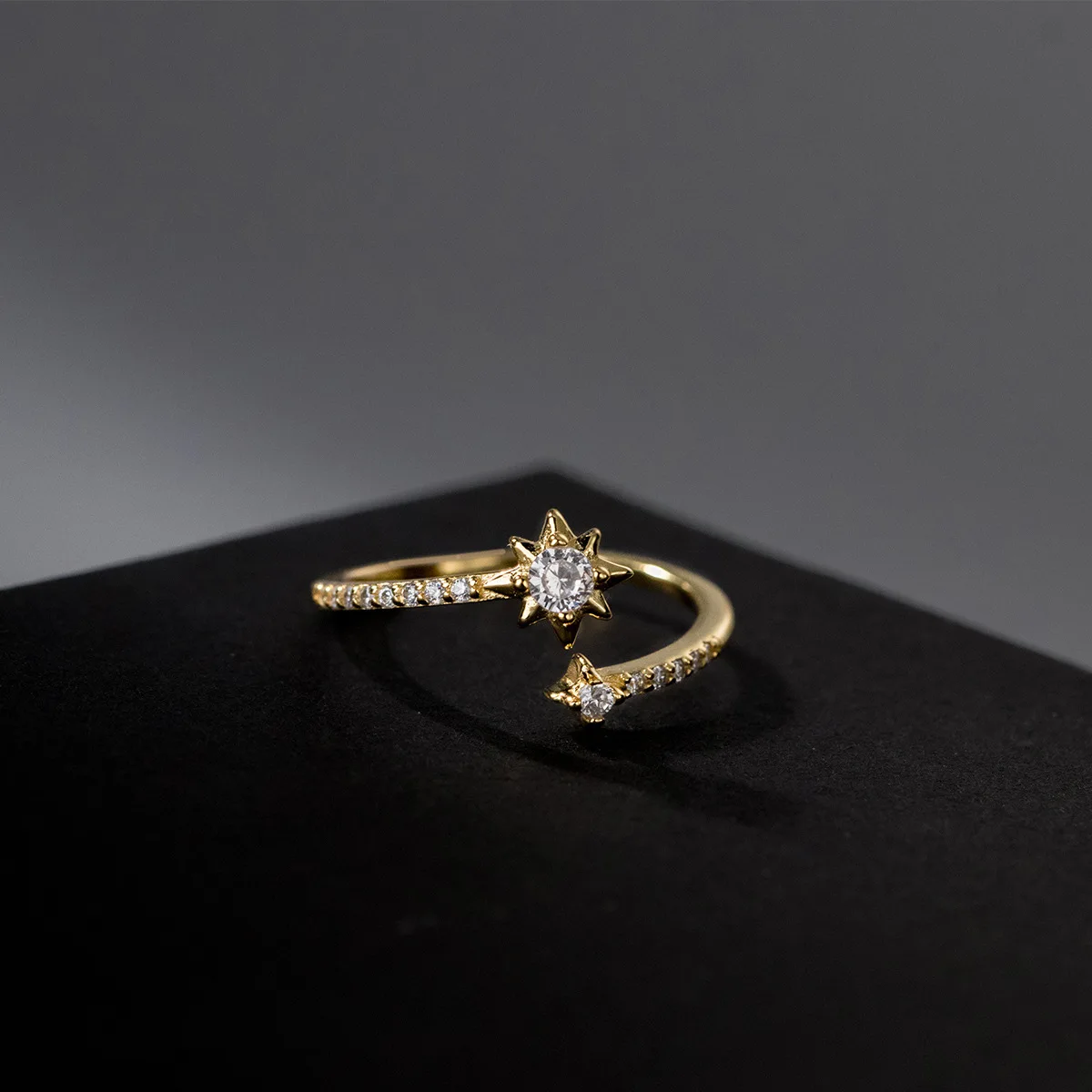 Регулируемые кольца из стерлингового серебра 925 пробы с цирконием и звездами для