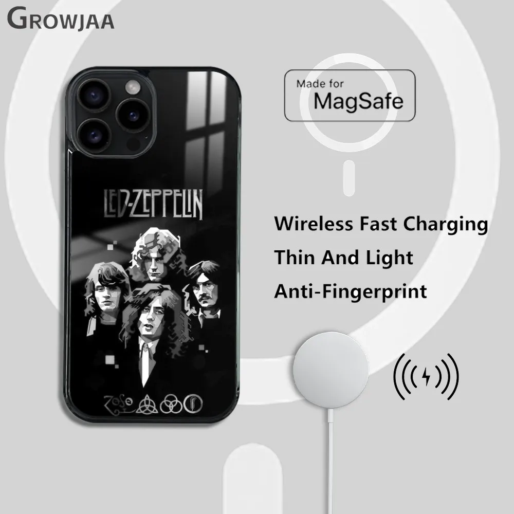 Band L-Led Z-Zeppelin Cool Phone Case For iPhone 16 15 14 13 12 11 Pro Max Plus Mini Magsafe Mirror Wireless Magnetic Cover