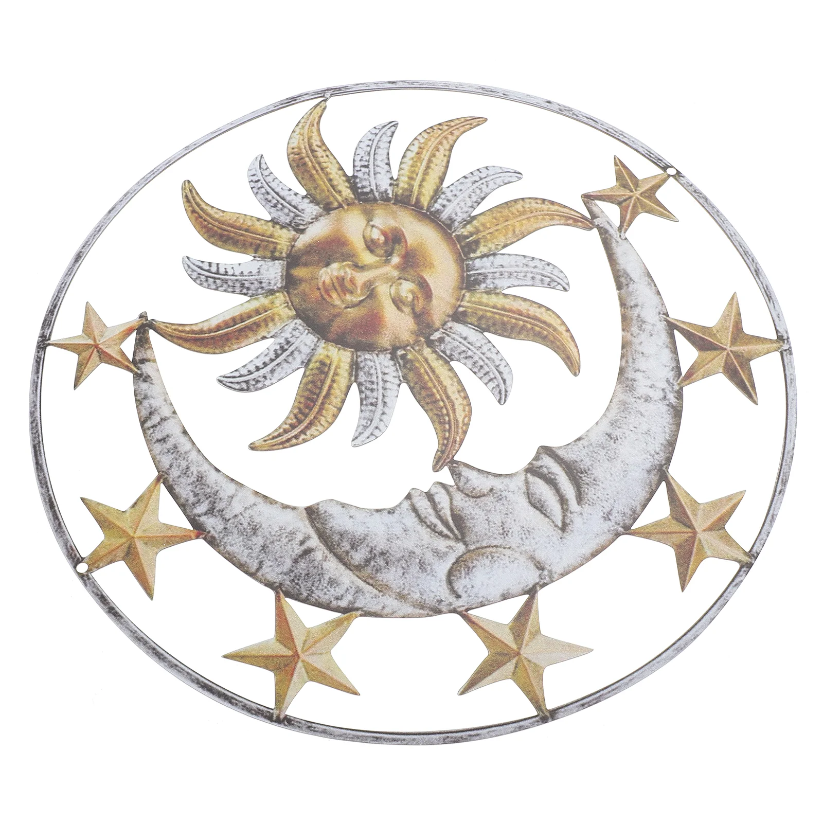 

Wrought Iron Sun Moon Wall Decoration Ornament Indoor Outdoor Craft Hanging