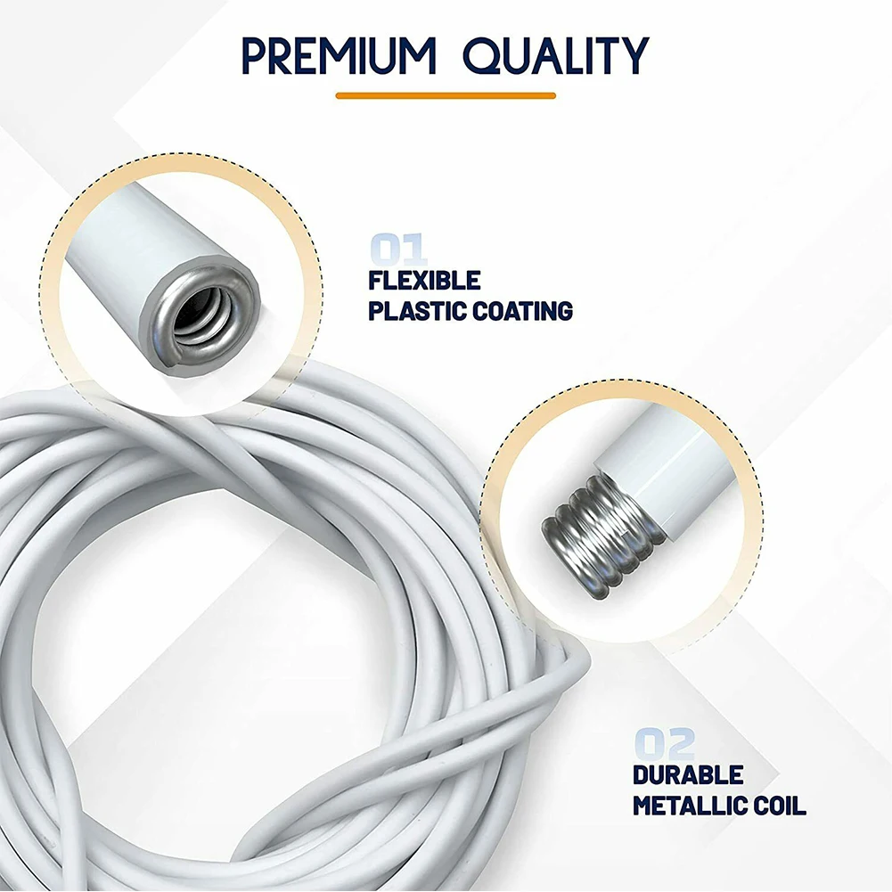 

3 Meter Length PVC Window Cord Cable Net Curtain Wire White Windows Curtain Line With Hooks & Eyes For Caravans Boats