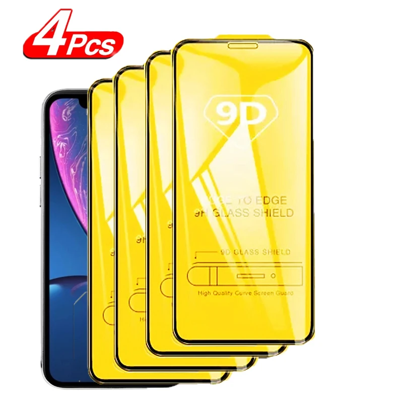 

Защитное стекло, закаленное стекло 9D для IPhone 13/12 Pro Max/XS/X/XR/11/6/6S/7/8 Plus, 1-4 шт.