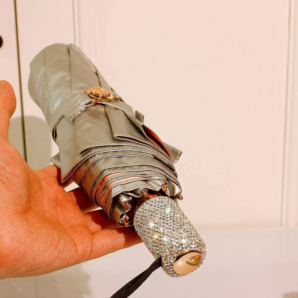 Портативный зонт с блестящим бриллиантом 3-кратный складной защитой от