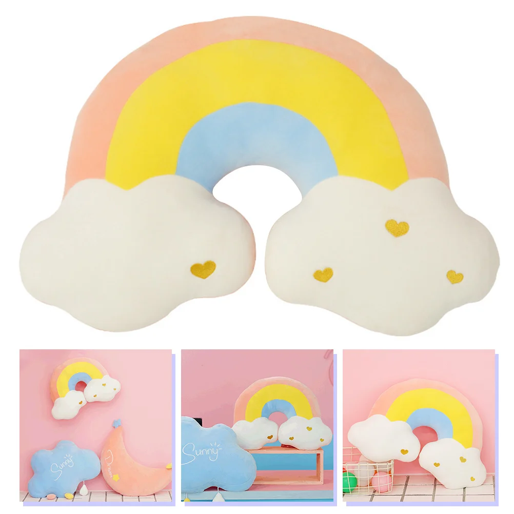 

Pillow Comfortable Supple Lovely Plush Cloud Rainbow Pillow Rainbow Shape Pillow for Decoration Gift