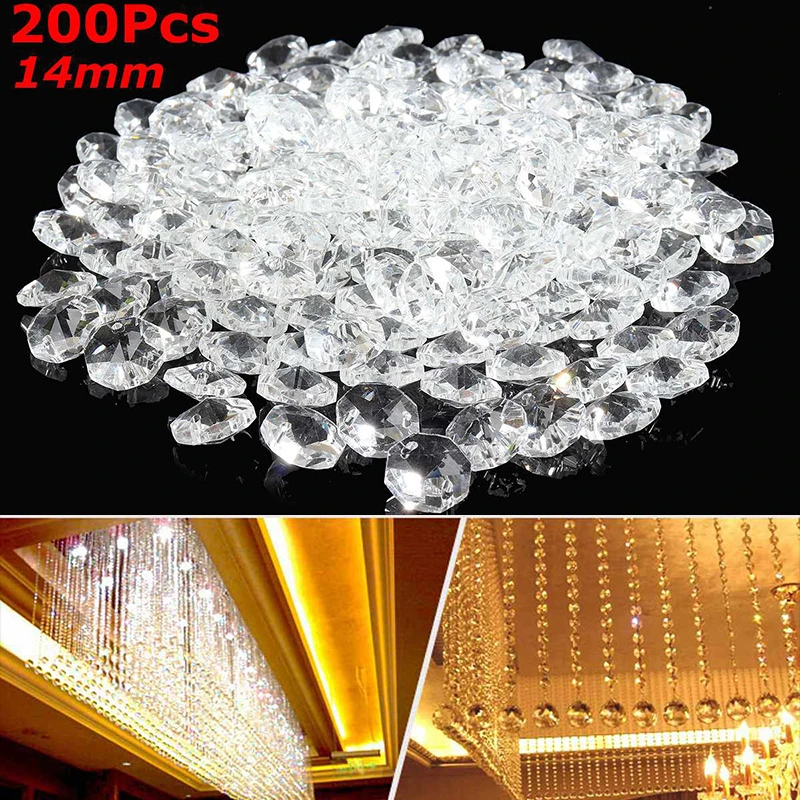 

200pcs Acrylic​ Pendant Clear 14mm Light Faceted Home Furnishing For Jewelry Making Handmade Baby Bracelet Necklace Supply