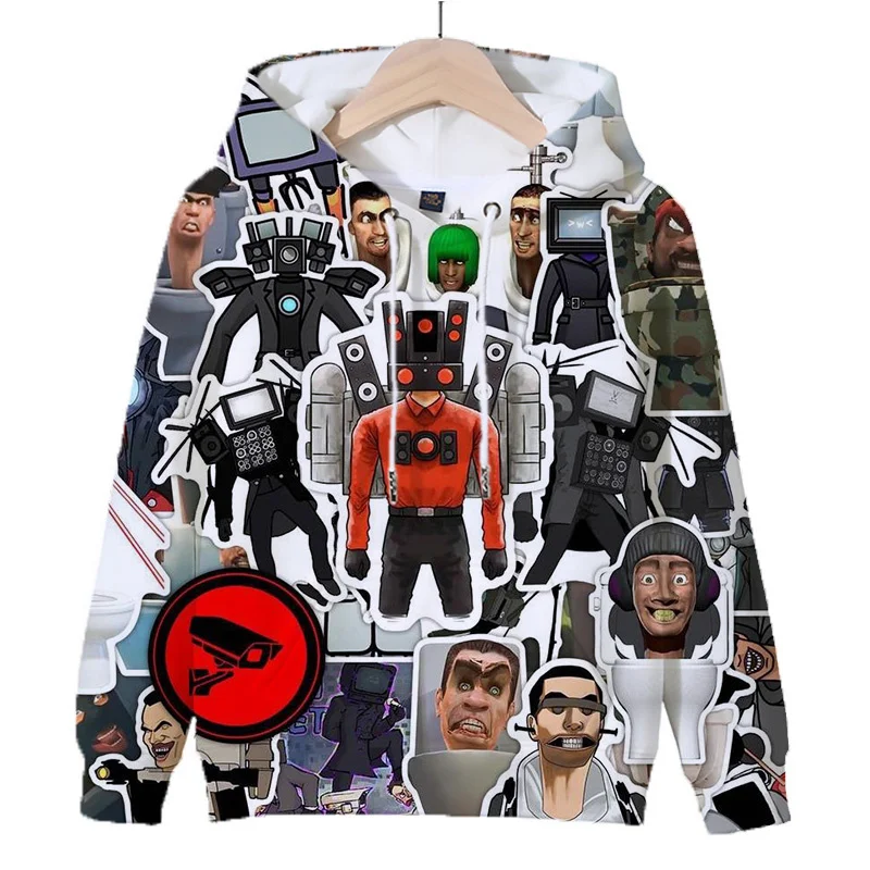 Новые осенние толстовки с 3D принтом игры Skibidi унитаза для мужчин и детей модная