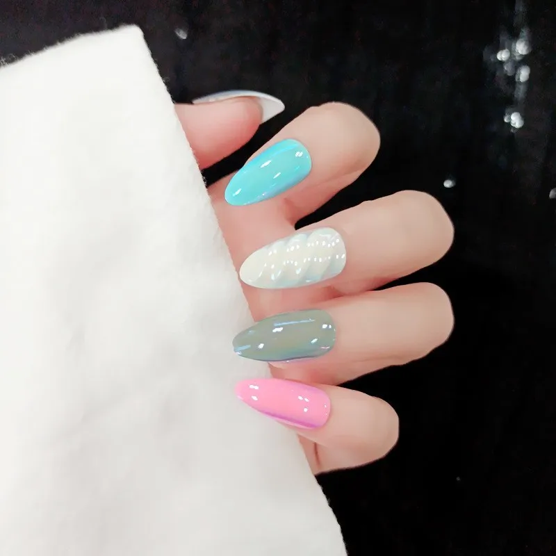 

Four-Color Aurora Mirror Wearing Nail Removable Jelly Glue Nail Tips Artificial Nail Art Women's Nail Accessories