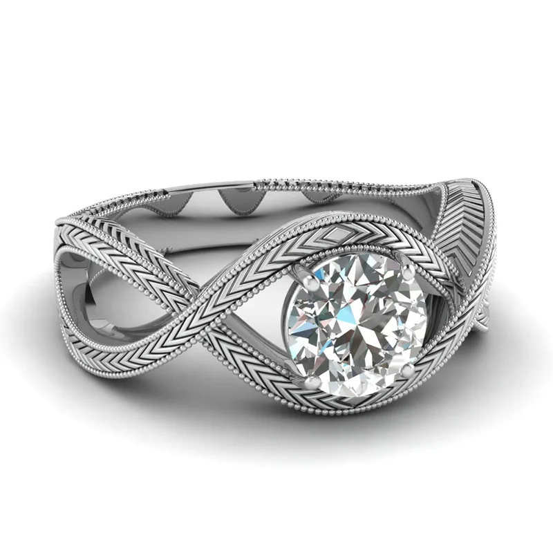

HOYON Rings for women luxury moissanite diamond style ring Thai Silver Figure 8 Retro Pattern Black Gold Zircon Ring Jewelry