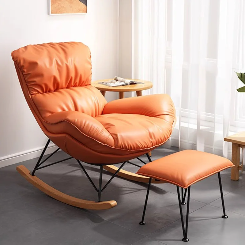 

Room Garden Chairs Kitchen Luxury Modern Single Designer Recliner Chair Italian Leather Schaukelstuhl Nordic Furniture