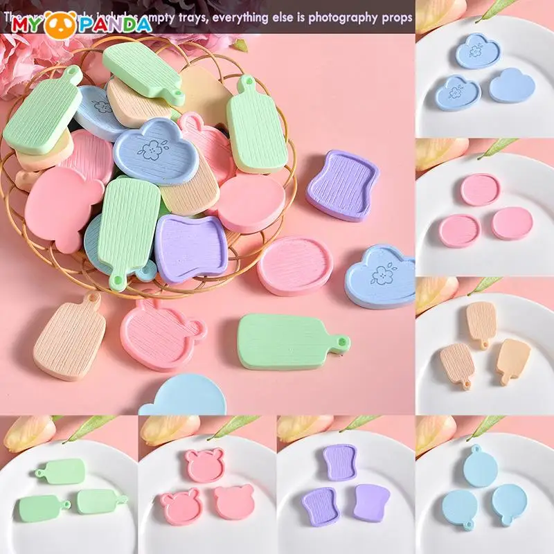 

3Pcs/Set Dollhouse Miniature Cartoon Color Tray Food Plate Kitchen Model Decor Play House Toy DIY Doll House Accessories