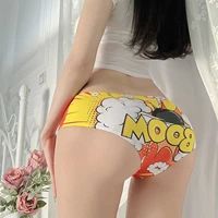 ladies sexy cartoon printed panties bag hip fashion girls mid waist milk silk seamless lingerie peach sports womens panties