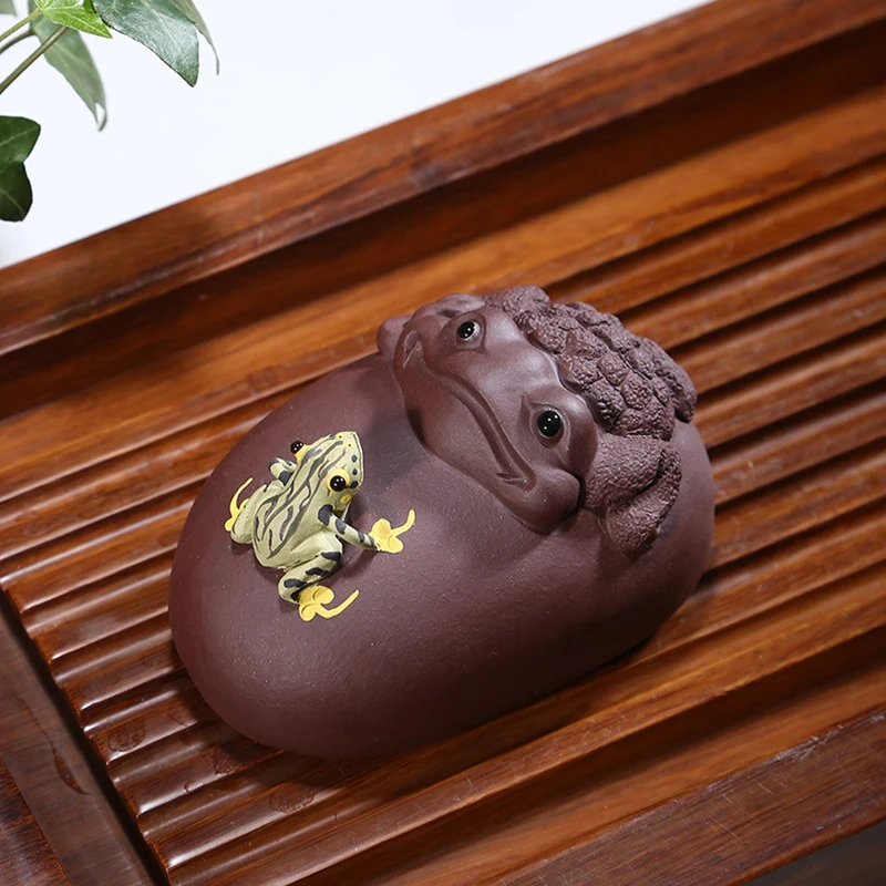 

Creative Purple Sand Water Spray Frog Tea Pet Tea Set Purple Sand Can Raise Tea Play Ornament Lucky Pixiu Golden Toad Tea Pet