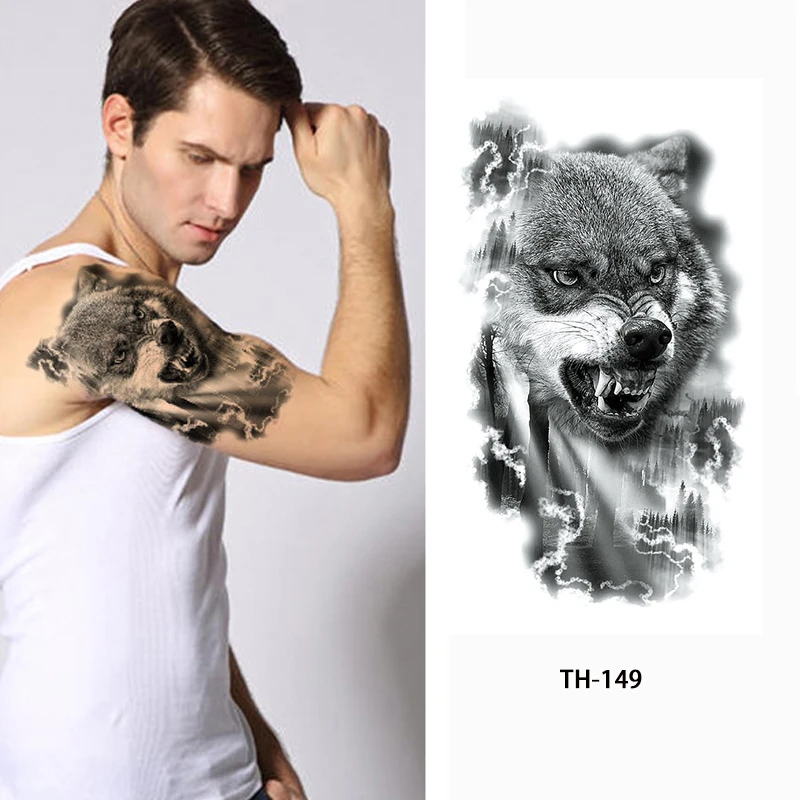 Временные татуировки для мужчин с тигром львом волком наклейки искусственная