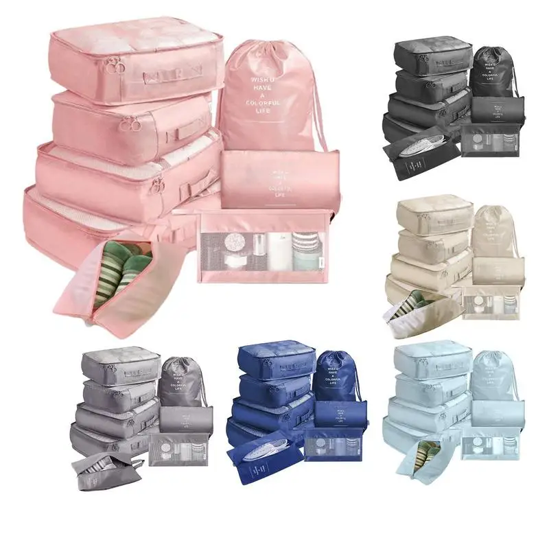 

8 Pcs Travel Storage Bag Suitcase Packing Set Waterproof Sorting Storage Bag Large Capacity Luggage Clothes Set For Men Women