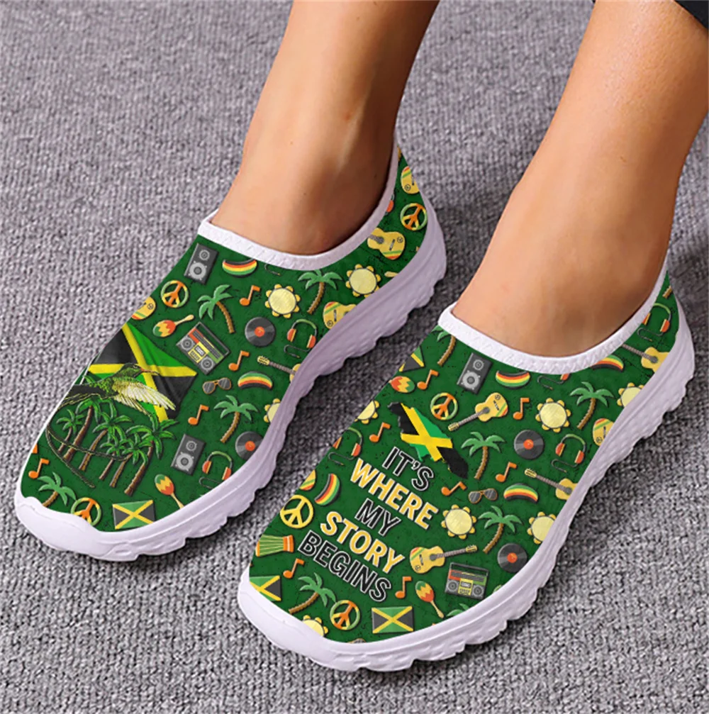 INSTANTARTS Jamacia дизайнерские сетчатые туфли без шнуровки на плоской подошве для женщин мужчин подростков низкие теннисные туфли Mujer