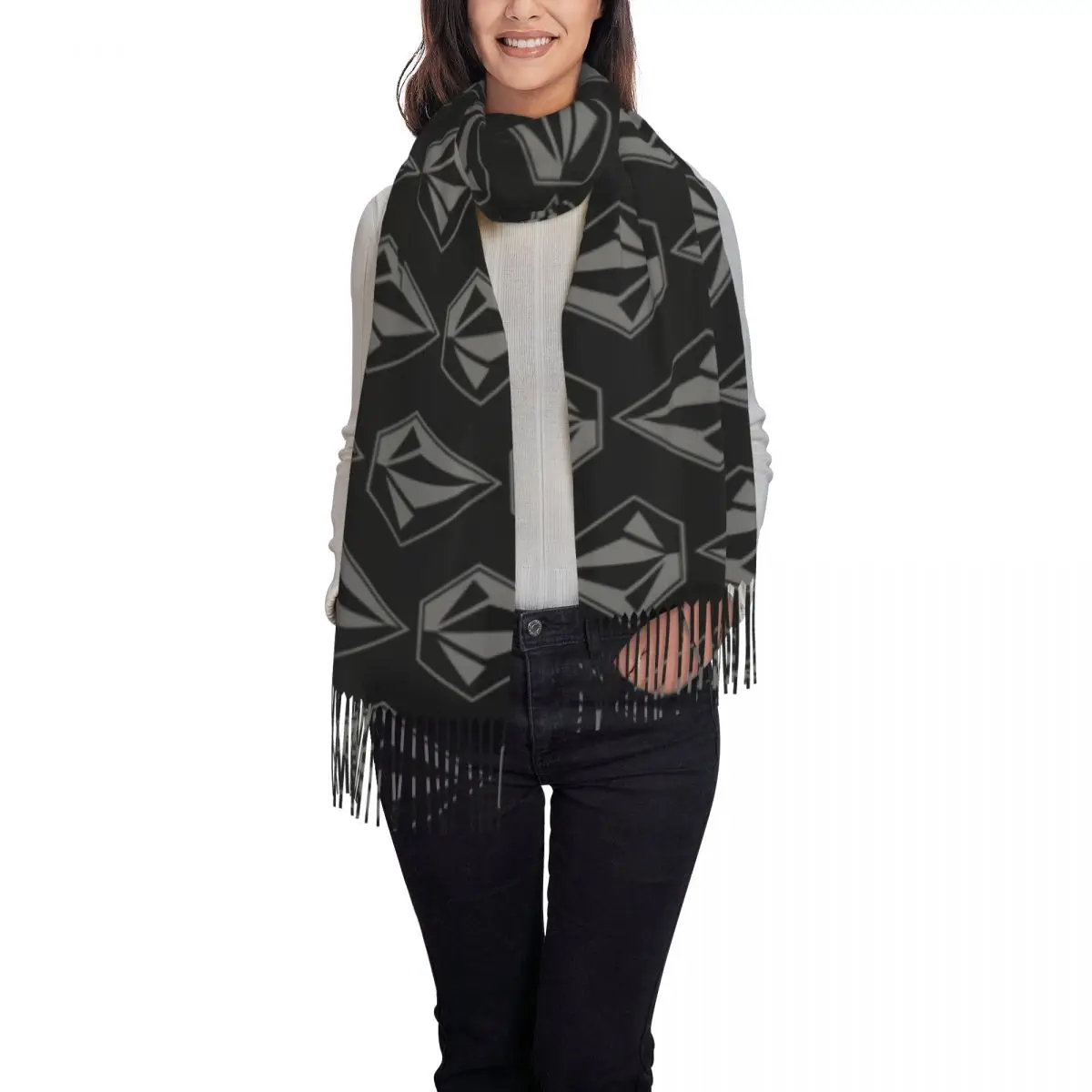 Теплый мягкий шарф зимние персонализированные шали и накидки с принтом V-Volcoms Logo