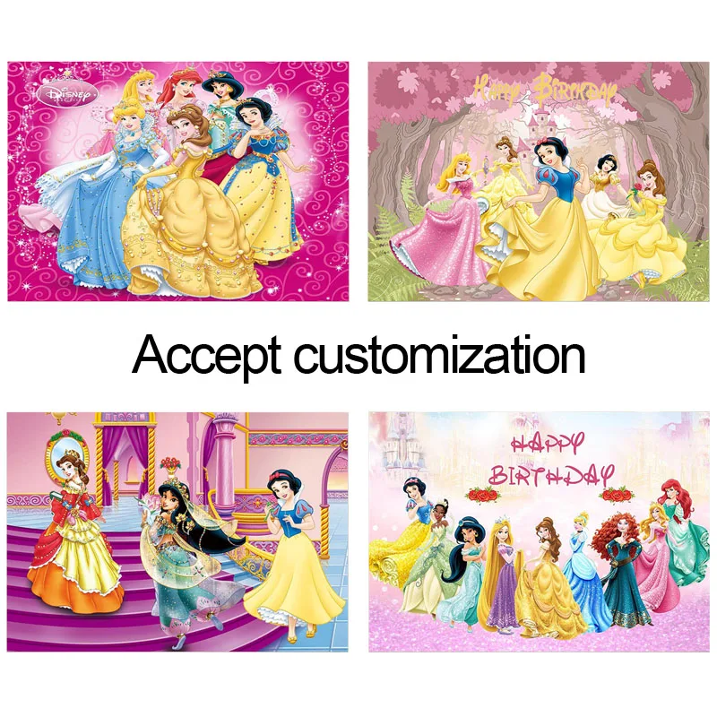 

Disney Princess Party Vinyl Backdrops Decoration Backgrounds Girls Birthday Party Supplies Photography Shootings Backdrops For