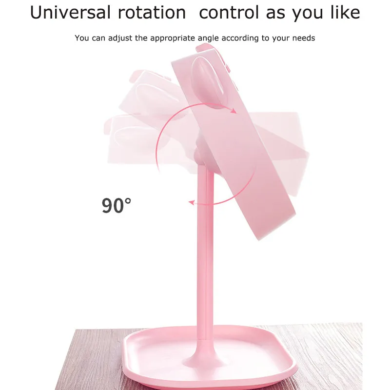 Зеркало для макияжа со светодиодной подсветкой милое розовое круглое зеркало