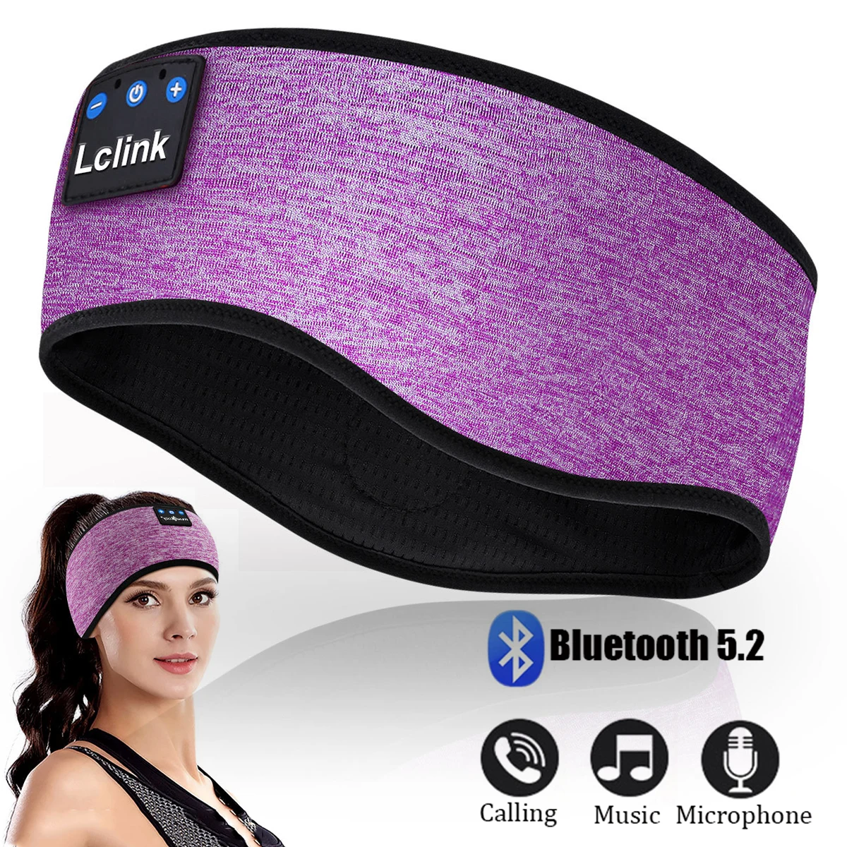 

Bluetooth 5.2 Наушники для сна, спортивная повязка, дышащая маска для сна, музыкальный плеер с микрофоном для сна