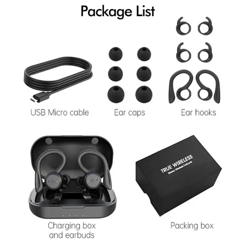 

Large Capacity Battery Wireless Headset With Microphone Earbuds Waterproof Tws Earphones Noise Cancelling