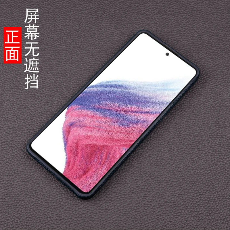 Hot Sales New Wholesale Retail Full Grain Cow Skin Leather Cover Cases For Samsung Galaxy A73 A53 Genuine Cowhide Case