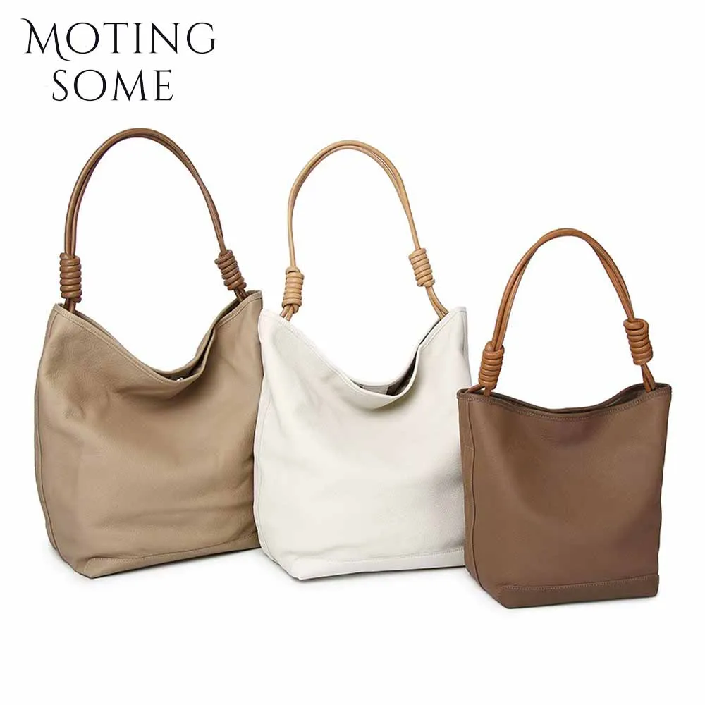 Motingsome минимализм 100% женская сумка из воловьей кожи вместительная сумка-мешок