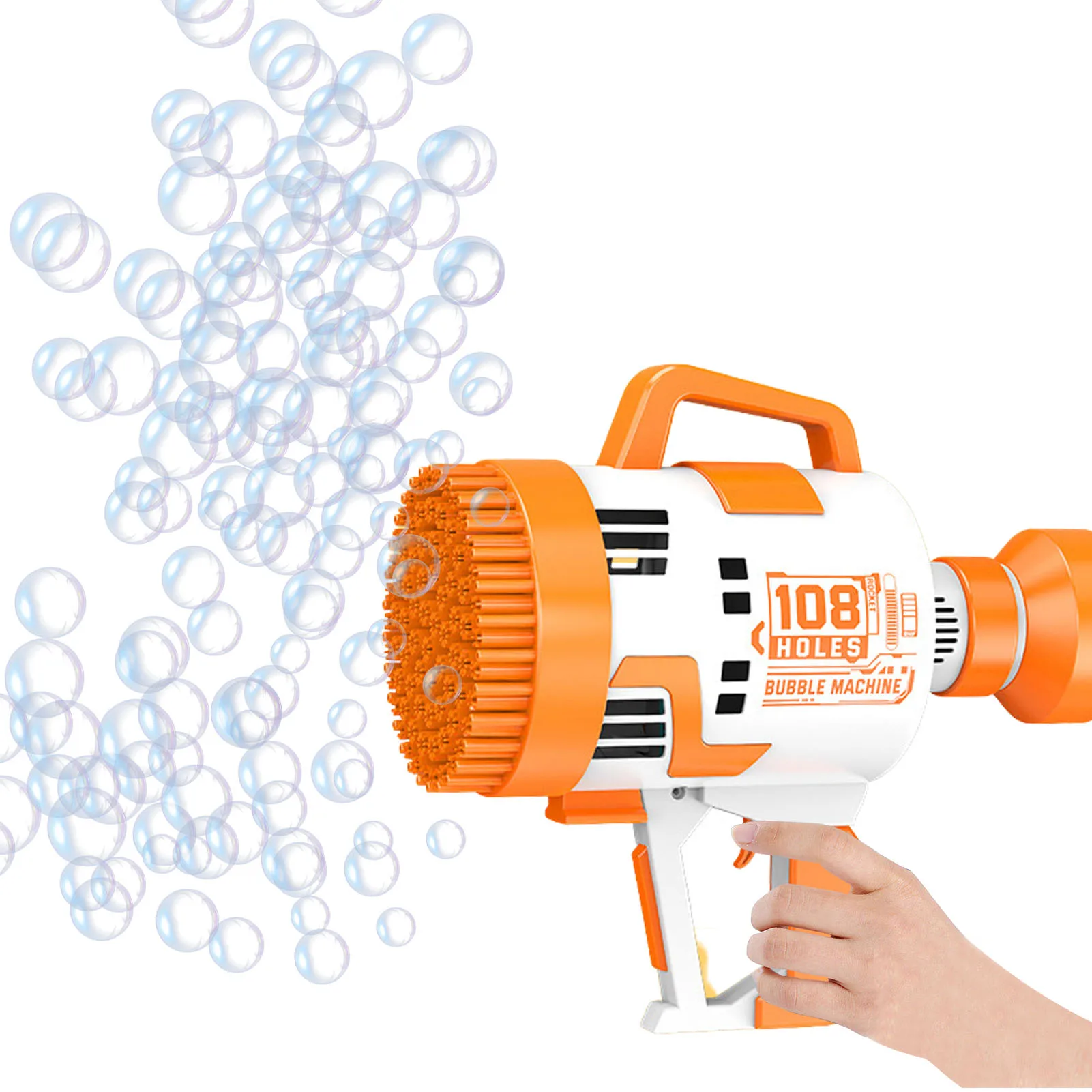 

108 Hole Bubble Blaster Toy Handheld Bubbles Maker Machine Toys Leak Proof Automatic Bubble Guns Gatling Rechargeable With LED