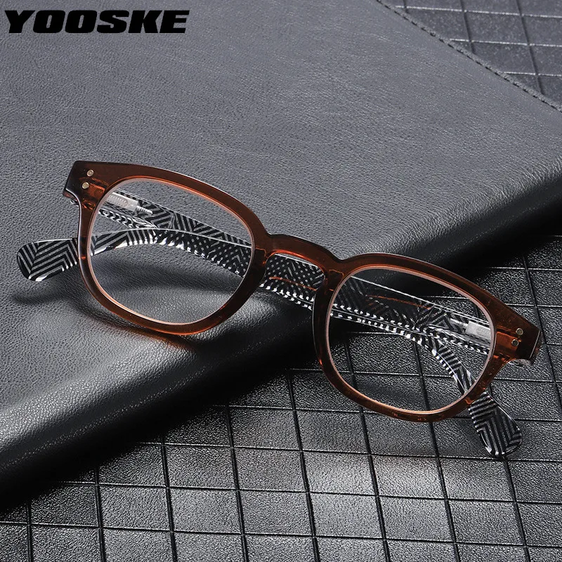 

Винтажные круглые очки для чтения YOOSKE для мужчин и женщин, очки для дальнозоркости с принтом, оптические линзы для дальнозоркости, диоптрии ...