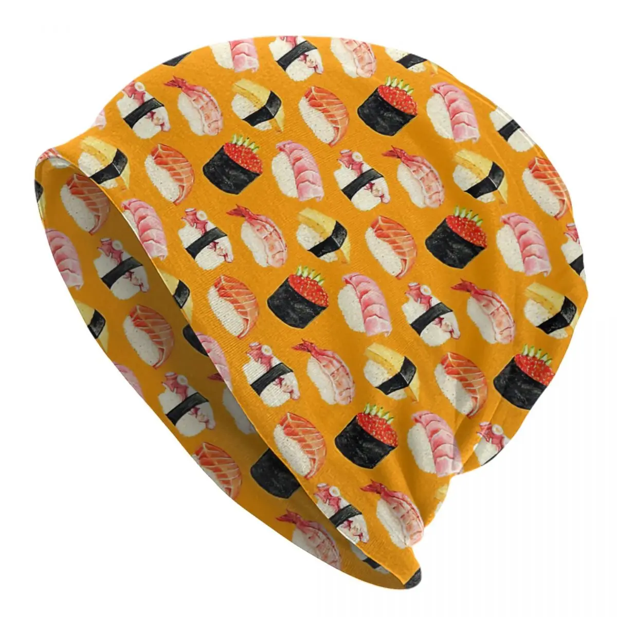 Sushi Nigiri Pattern - Orange Adult Men's Women's Knit Hat Keep warm winter Funny knitted hat