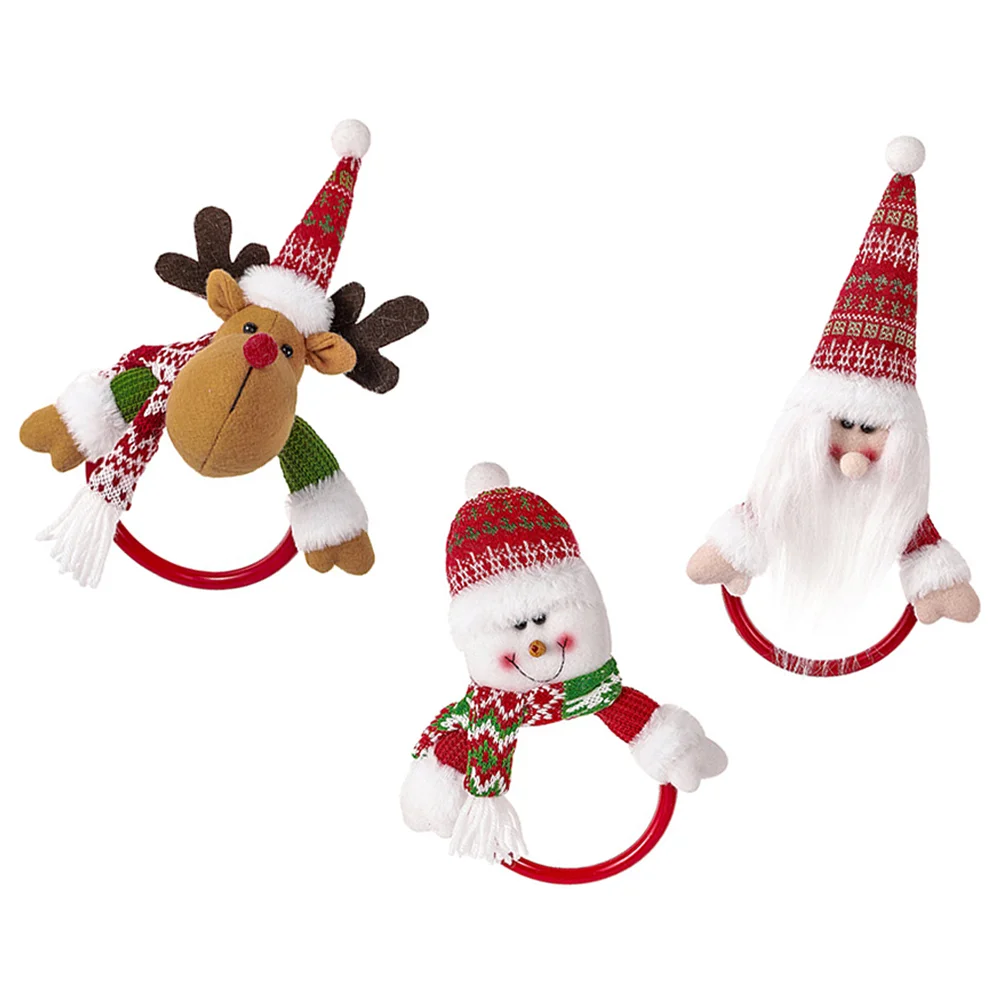 

3 Pcs Christmas Decorations Bathroom Towel Holder Rings Wall Mounted Plastic Storage