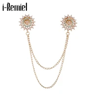 korean fashion pearl flower brooch crystal tassel chain shirt collar pins personality jewelry brooches for women accessories
