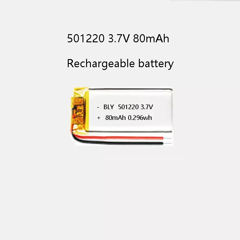 

New real capacity 501220 3.7V 80mAh Polymer Lithium Rechargeable Battery for Bluetooth headset, watch, beauty instrument