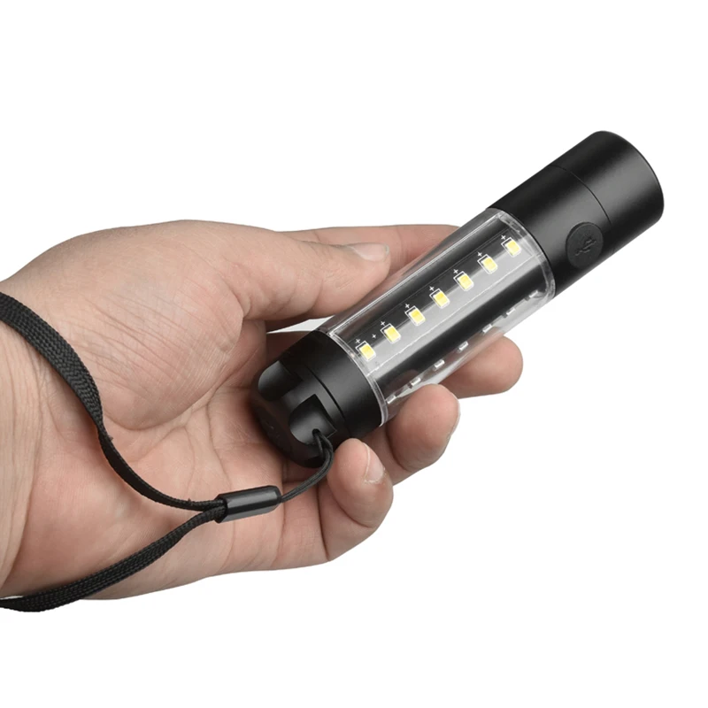 Светодиодный фонарик XM-L T6 со встроенным аккумулятором 18050 и 28 светодиодами SMD 2835