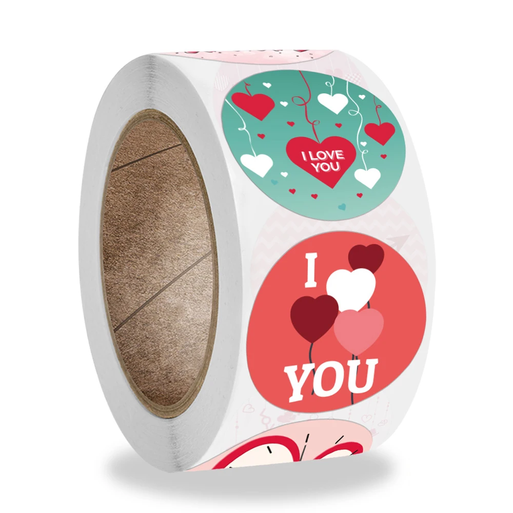 

100-500 шт., наклейки на День святого Валентина, с надписью «i Love you»