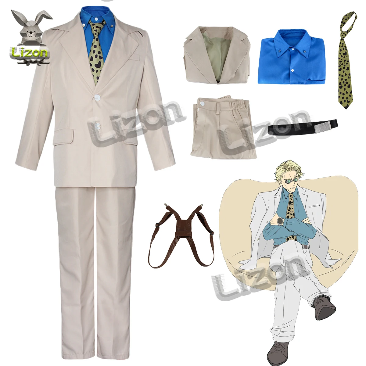 

Anime Jujutsu Kaisen Nanami Kento Cosplay Costume Wig Glasses Cosplay Props Halloween Christmas Costume